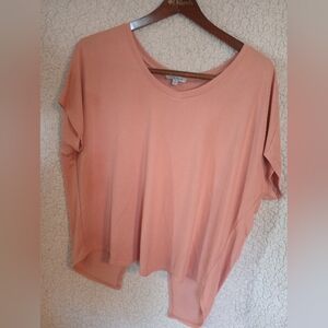 White Birch T-Shirt Women's Size Small Open Back Peach Pink USA